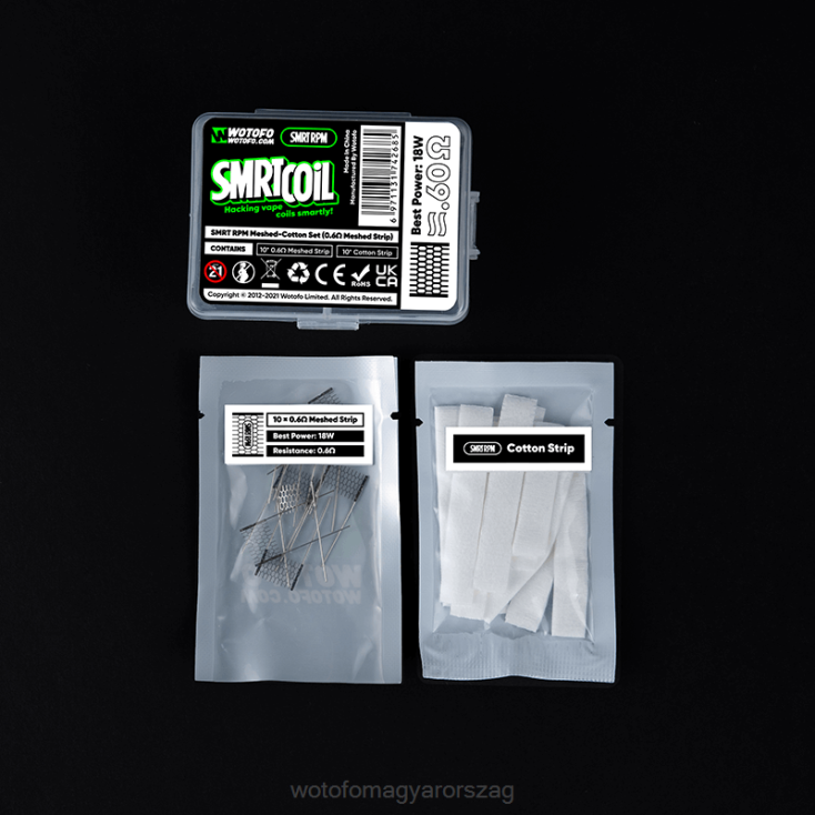 Wotofo SMRT rpm mesh-pamut készlet 0,6 ohm háló+pamut X44X365 Wotofo E-Cigarette