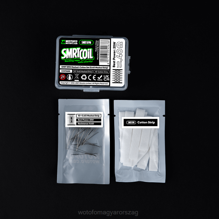 Wotofo SMRT rpm mesh-pamut készlet 0,6 ohm háló+pamut X44X365 Wotofo E-Cigarette